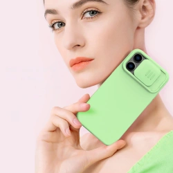 Etui Nillkin CamShield Silky Silicone Case etui iPhone 14 Pro Max silikonowy pokrowiec z osłoną na aparat niebieskie